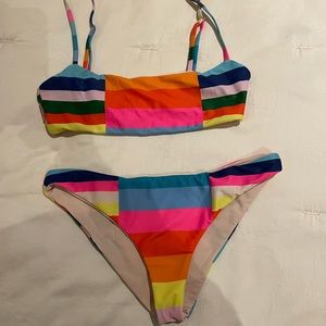 Mara Hoffman designer Neon striped Abstract Mod Bikini set